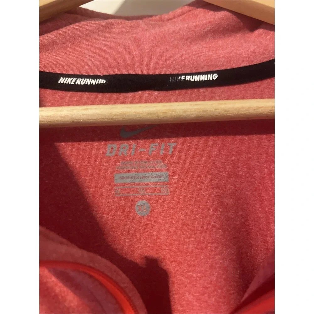 Nike‎ Running Shirt Mens XL Red Dri-Fit Quarter Zip Pullover Heathered Stretch
